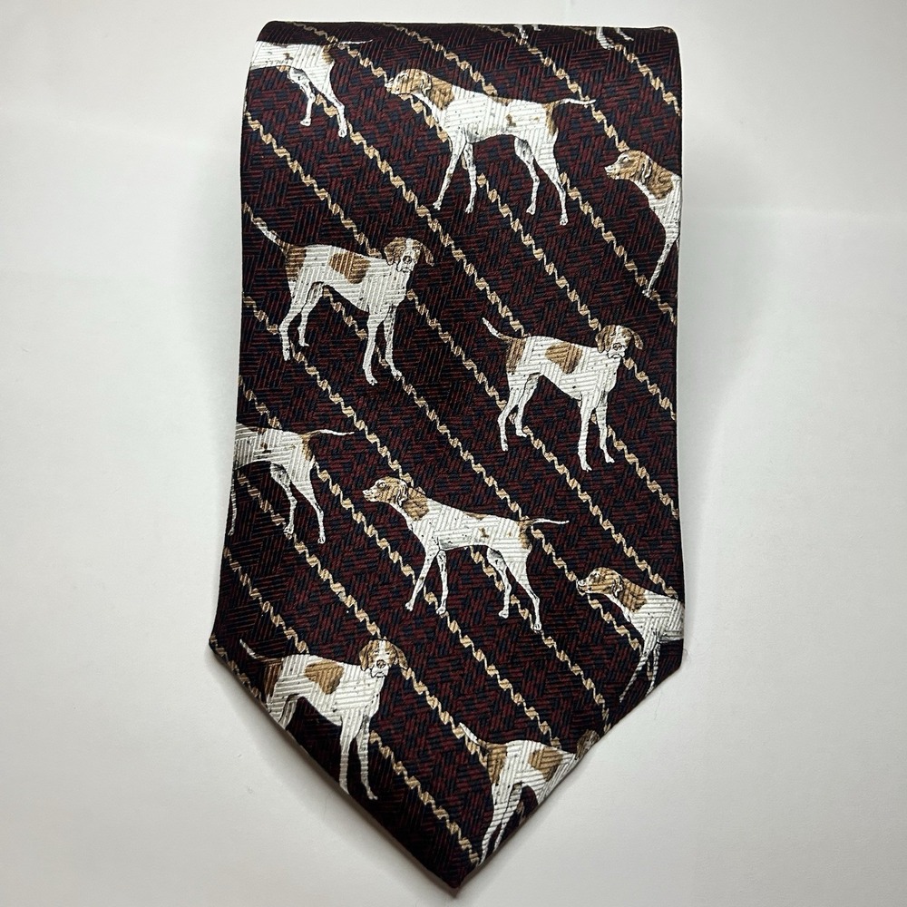 The Tie Guy English Pointer Dog 100% Silk Tie Brown